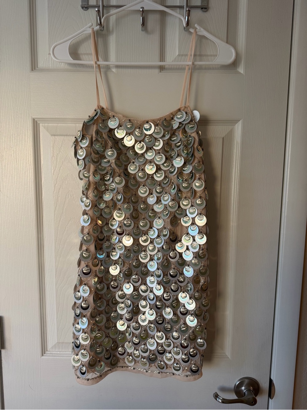 ASOS Petite Nude Sequin Disc Mini Dress